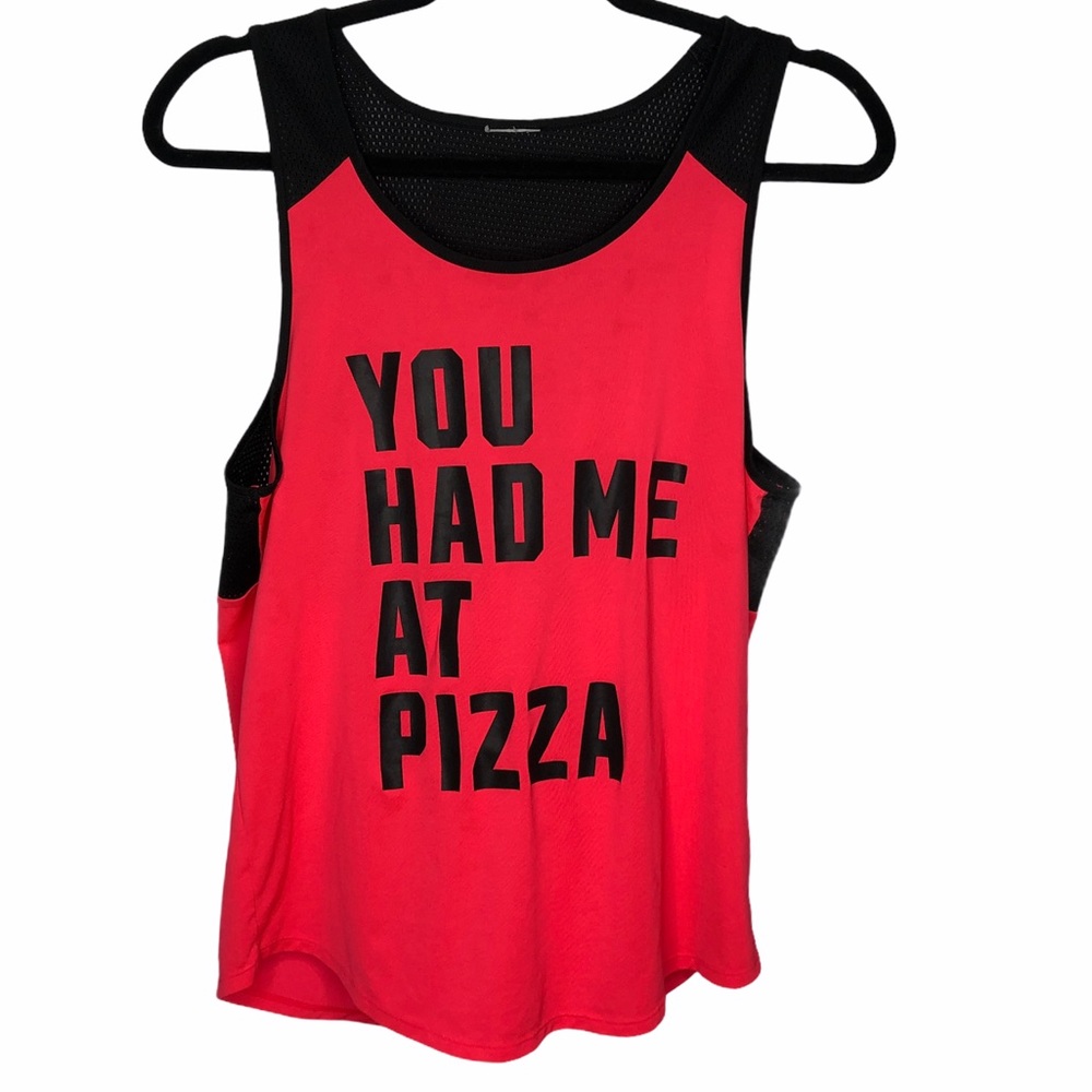 Victoria Secret Pink Tank you had me at Pizza Logo Top Pink